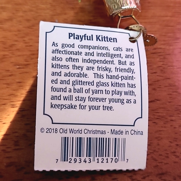 NWT Rare Find Old World Christmas Glass Playful Kitten Christmas Ornament - Picture 12 of 14